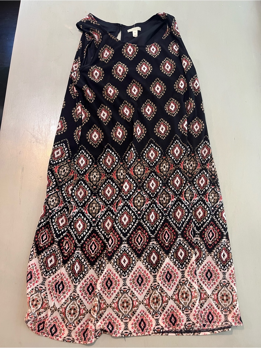 Dana Buchman Geometric Medallion Sleeveless Dress XL Boho Chic